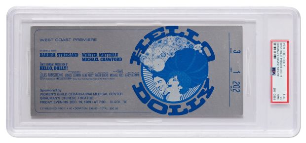 Premiere Ticket to ’’Hello, Dolly!’’ Starring Barbra Streisand -- Encapsulated by PSA/DNA | Nate Sanders