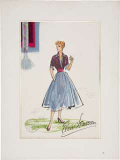 Lucille Ball I Love Lucy Costume Sketch by Elois Jenssen (1954).... | Heritage