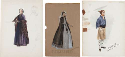 A Group of Walter Plunkett Costume Design Sketches, 1940s-1950s. (Total: 3 Items) | Heritage
