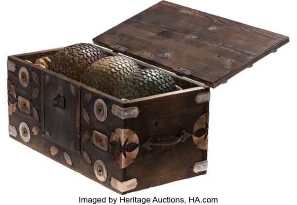 Game of Thrones (HBO, 2011-2019), Emilia Clarke "Daenerys Targaryen" Dragon Eggs and Chest from Season 1 with HBO Certificate. (Total: 4 Items) | Heritage