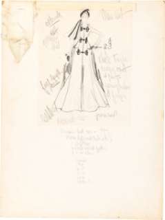 Myra Breckinridge (TCF, 1970), Mae West "Letitcia Van Allen" Pair of Costume Sketches by Edith Head. (Total: 2 Items)