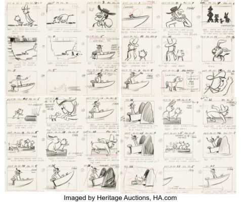 The Ruff & Reddy Show Sequence of 6 Original Storyboards Attributed to Dan Gordon (Hanna-Barbera, 1957). (Total: 6 Items) | Heritage