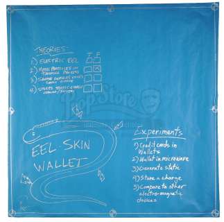 Mythbusters | Episode "Barrel of Bricks" (2003, E3): Episode Blueprint Signed by Adam Savage - Eel Skin Wallet | Propstore