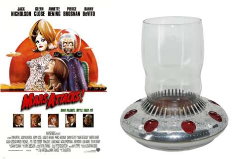 Mars Attacks Flying Saucer Glass Cast & Crew Gift - 1996 | SWAU
