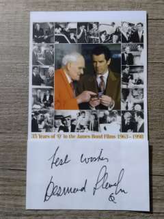 James Bond - Desmond Llewelyn (+) as "Q" - Photo with Signed card - Ideal for framing