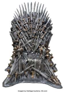 Game of Thrones HBO studio-commissioned life-size replica "Iron Throne" presented by author George R.R. Martin at the Game of Thrones: The Epic Fan Experience - March 20, 2014. | Profiles in History