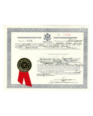 "Coneheads" Prymatt Conehead’s (Jane Curtain) Prop Certificate of Naturalization | Planet Hollywood Vault
