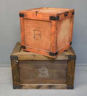 The Golden Compass - Two wooden crates, both with A.B. monogram. Largest 20in x 32in. | Ewbank’s