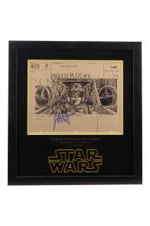 STAR WARS: A NEW HOPE - John Dykstra Signed Production Storyboard - Interior Cockpit Close-Up of Luke in Trench (408 P)
