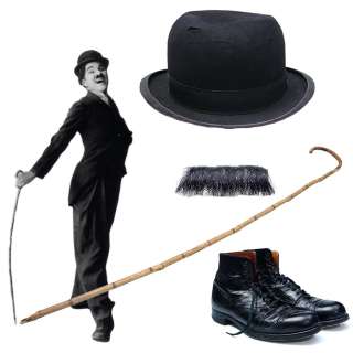 Lot 5 - Charlie Chaplin Signed Worn Hat, Cane, & Shoes.