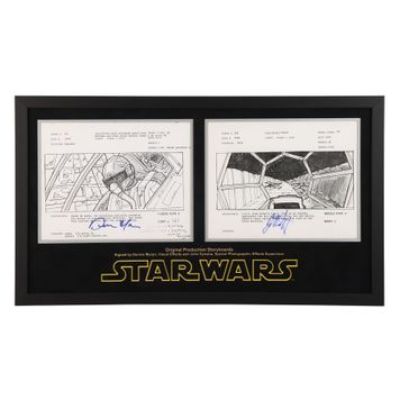 Star Wars: a New Hope | Pair of Original Production Storyboards Autographed by Dennis Muren and John Dykstra | Propstore (Buy Now)