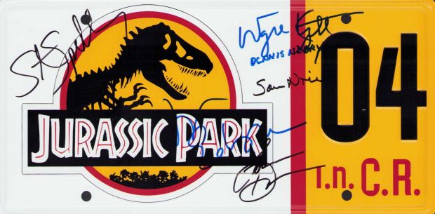Jurassic Park cast signed license tag | Piece of the Past