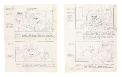 Lot 1029 - The Muppets Take Manhattan | Scene 82 Kermit‘s Dressing Room Storyboard Illustrations