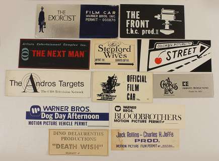 Lot 815 - Original Movie Studio Production Vehicle Placards