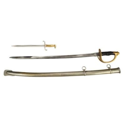 THE LAST SAMURAI (2003) - Lot #936 : Mike Papac Collection: Nathan Algren‘s (Tom Cruise) Stunt Shortened Cavalry Sword with Stunt Scabbard and SFX Retractable Bayonet