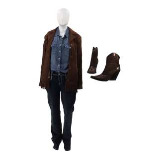 Heels Willie Day Mary McCormack Screen Worn Eagleton-B Boot, Denim Shirt, Studded Jeans & Fringe Jacket Ch 1-2 Sc 6 & 12 Ep 204 | VIP Fan Auctions