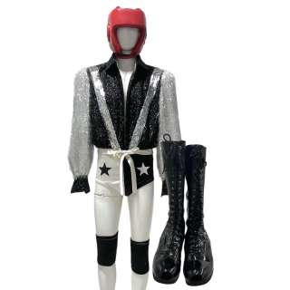 The Iron Claw Buddy Roberts / NWA 6 Man Opponent #3 Devin Imbraguglio Screen Worn Outerwear, Bottom, Accessories Set & Footwear Ch 3 Sc 77 | VIP Fan Auctions