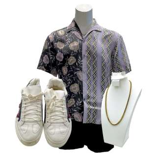 Road House Knox Screen Worn Stunt Double Button-Up Shirt, Shorts, Necklace & Sneakers Ch 2 Sc 105-125 | VIP Fan Auctions