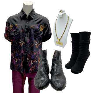 Lot #216: Road House Knox Screen Worn Stunt Double Button-Up Shirt, Pants, Necklace, Ring, Socks & Boots Ch 1 Sc 71-86