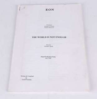 James Bond 007 The World is Not Enough Final Production Notes, held together with staple, has been… | Ewbank’s