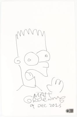 Matt Groening Creator of The Simpsons (SWAU) Signed 11x17 Bart Simpson Sketch | SWAU