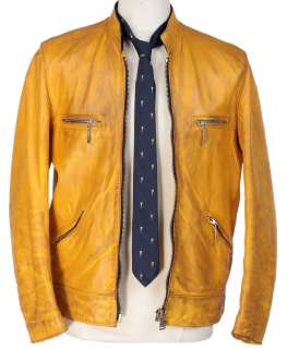 Dirk Gently‘s Holistic Detective Agency - Lot 21 - Samuel Barnett ‘Dirk Gently‘ signature yellow leather jacket and patterned tie from Dirk Gently‘s...