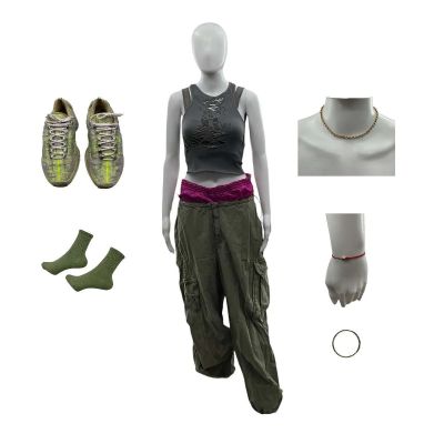 Lot 42: Mother Mary Nikki Screen Worn (2) Tank Tops, Shorts, Trousers, Socks, Sneakers, Necklace, Ring & Bracelet Ch Fitting Sc 6pt 1of2, 6pt 2of2 | VIP Fan Auctions