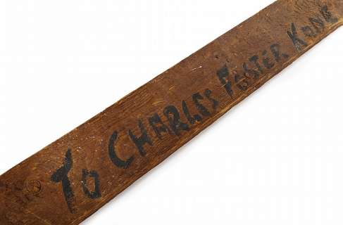 Packing crate slat from the final warehouse scene of Citizen Kane. | Profiles in History