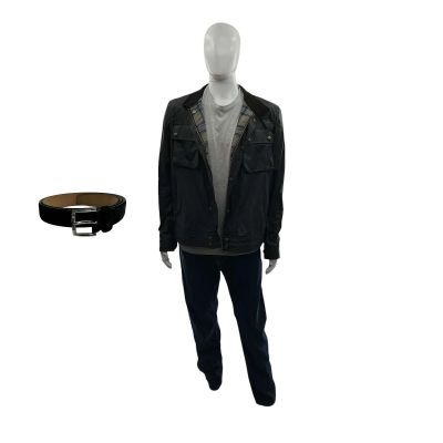 Tom Clancy’s Jack Ryan Ghost War Jack Ryan Screen Worn Stunt Double Belt, T-Shirt, Jeans & Jacket Ch 4 Sc 142 | VIP Fan Auctions