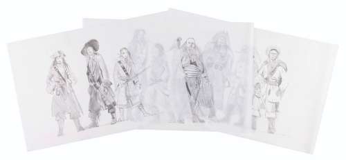 Three “At World’s End" Pirate Lord Concept Drawings. | Van Eaton Galleries