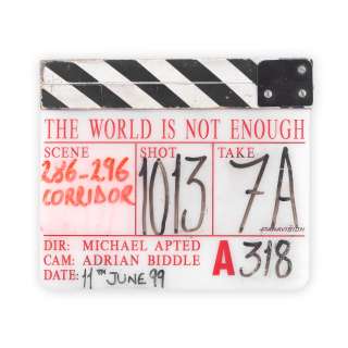 James Bond: A Clapperboard Used In The Production of ’The World Is Not Enough’, Eon Productions / MGM, 1999, | Bonhams
