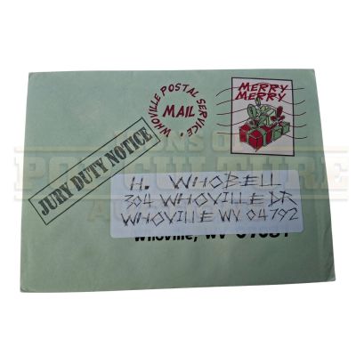Lot 306 - How the Grinch Stole Christmas – Grinch-Altered “Whoville Jury Duty Notice Envelop | Icons of Pop Culture