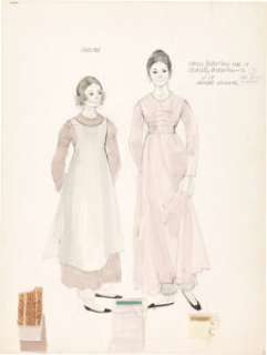 A Heather Menzies-Urich and Diane Sherry Case Costume Design Sketch by Dorothy Jeakins from "Hawaii." | Heritage