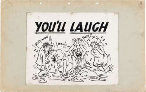 Original Hand-drawn Sketch Title Card "You‘ll Laugh" from The Ernie Kovacs Show (CBS TV, 195...