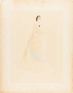 Walter Plunkett Vintage Original Costume Sketch of Olivia de Havilland as "Melanie Hamilton" from Gone With the Wind (MGM, 1939).