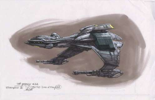 Lot 1544 - John Eaves artwrk of Klingon "Retro Bird of Prey"