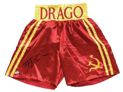 Rocky IV - Dolph Lundgren (Ivan Drago) - Signed Boxing Trunks , with JSA Coa | Catawiki