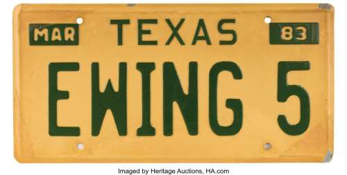Charlene Tilton "Lucy Ewing Cooper" EWING5 license plate from Dallas....