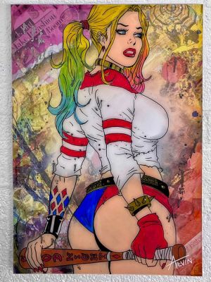 Alvin Silvrants - Harley Quinn “Good Night” - High Gloss straight edge painting | Catawiki