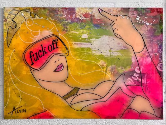 Alvin Silvrants - Sleeping beauty F-Off - High Gloss straight edge painting | Catawiki