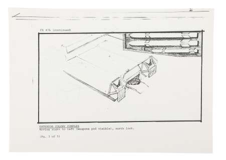 ALIENS - Original Production Storyboard Set - Dropship Flying Over Colony