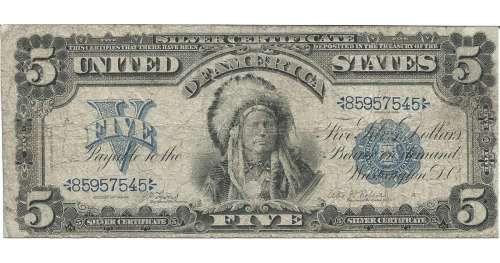1899 $5 Indian Chief Note | Piece of the Past