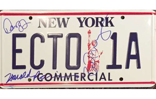"Ghostbusters" Original Multi Signed Prop License Plate by stars Dan Akryod, Bill Murray and Harold | Piece of the Past