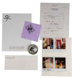 WILD AT HEART (1990)/TWIN PEAKS (T.V. SERIES, 1990-1991)/ - Lot #1086 : One-Eyed Jacks Napkin, Pine Weasel Button, and Production Paperwork with Lava Films Stationery