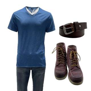 Kari Sorenson Jesse Metcalfe Screen Worn Short Sleeve Shirt, Zip-Front Pants, Belt & Lace-Up Boots Ch 1 & 2 Sc 29 & 246 | VIP Fan Auctions