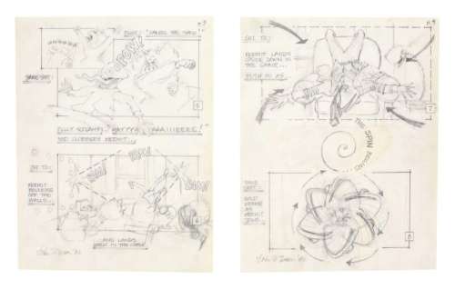 Lot 1030 - The Muppets Take Manhattan | Scene 82 Kermit‘s Dressing Room Storyboard Illustrations