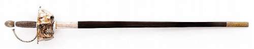 Lot 834 - Gerard Butler "The Phantom" metal skull sword from Phantom of the Opera.