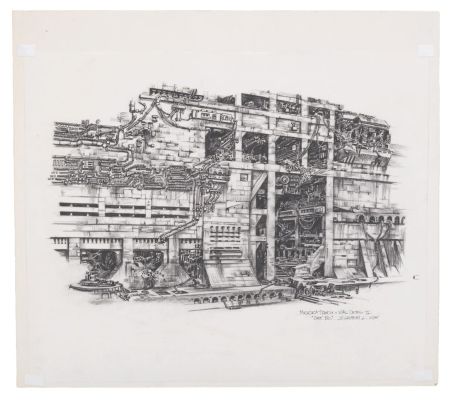 Lot 682 - A Captain EO Mechcaca Wall Detail Concept Drawing. | Van Eaton Galleries
