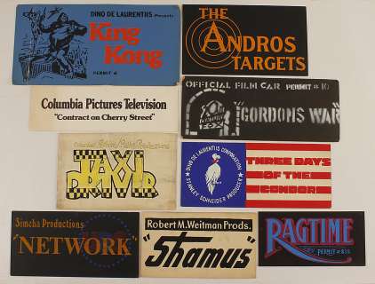 Lot 816 - Original Movie Studio Production Vehicle Placards