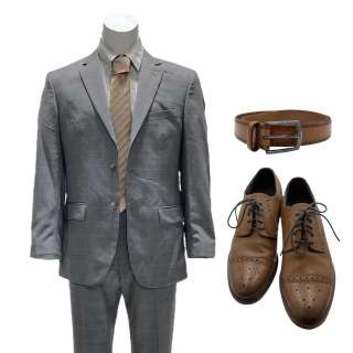 Lot 98 - American Fiction Arthur‘s John Ortiz Casual Suit, Button-up Shirt, Tie, Belt & Dress Shoes